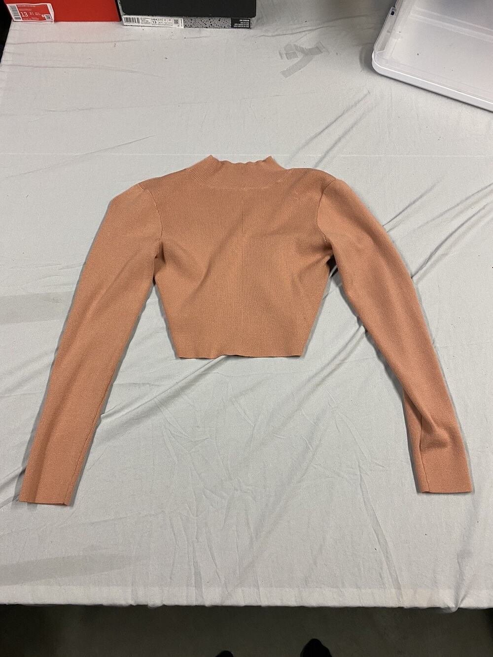 BLUE BLUSH Women's Pink Open Back Mock Neck Long Sleeve Top Sz S